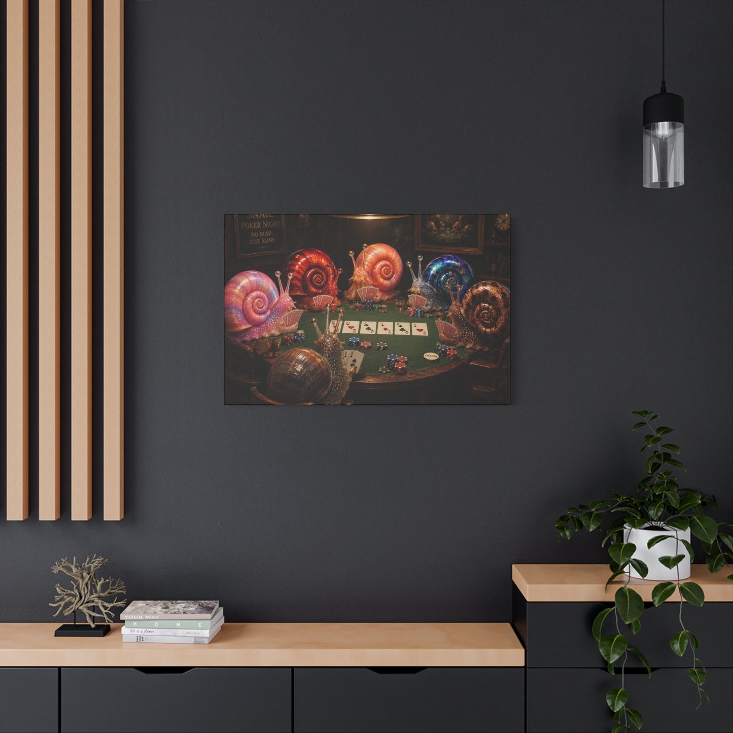 Snails Playing Poker Canvas Wall Art