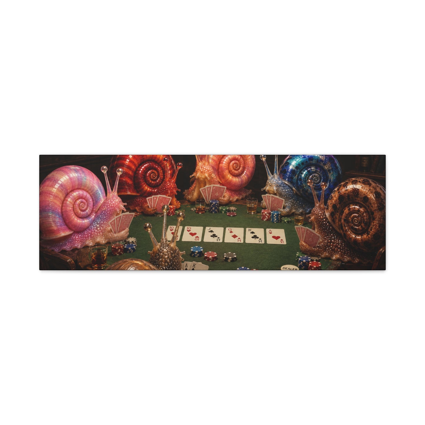 Snails Playing Poker Canvas Wall Art