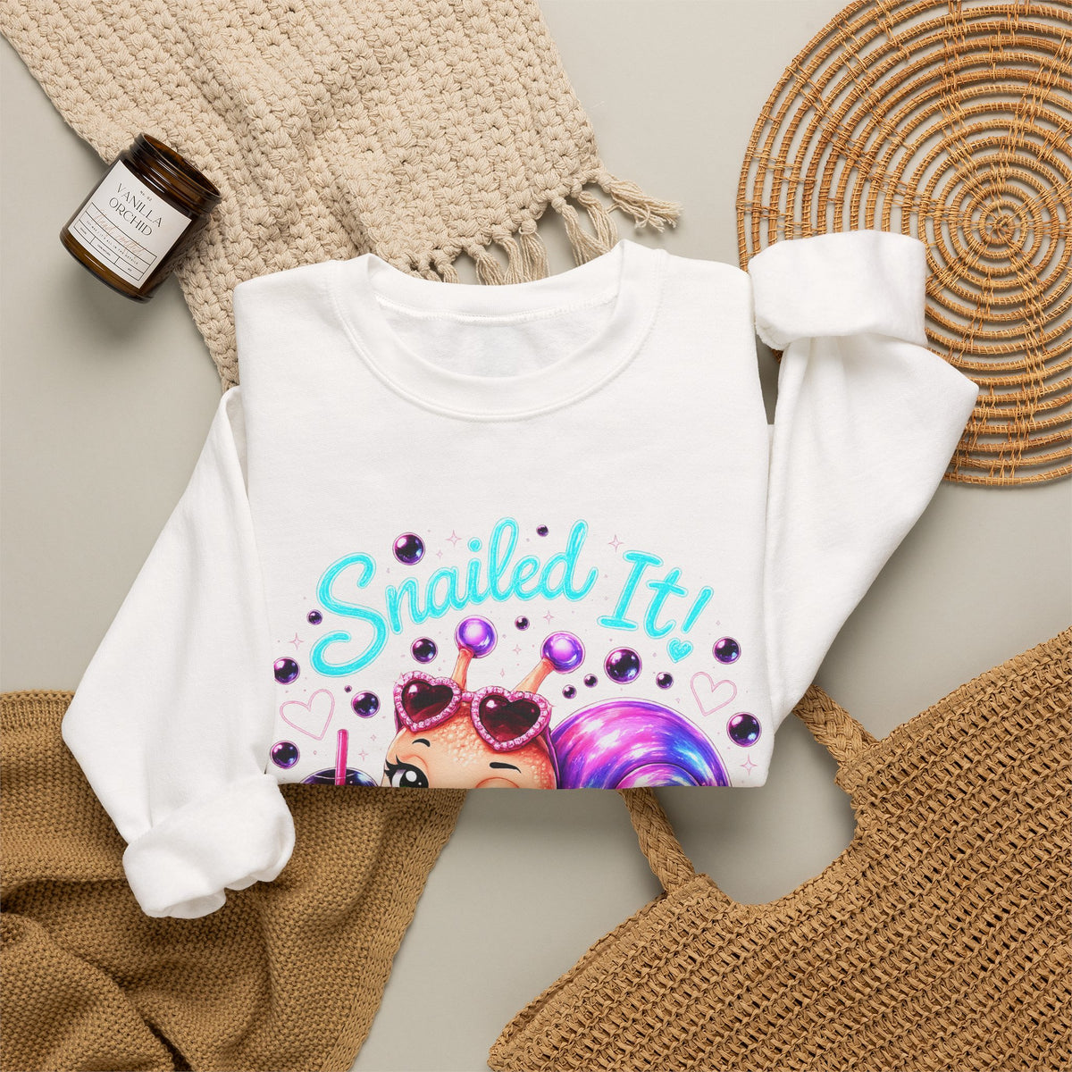 Snailed It! Cute Snail Crewneck Sweatshirt | Velvet Chaos