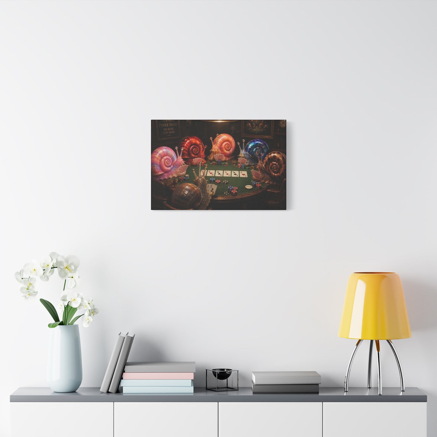 Snails Playing Poker Canvas Wall Art