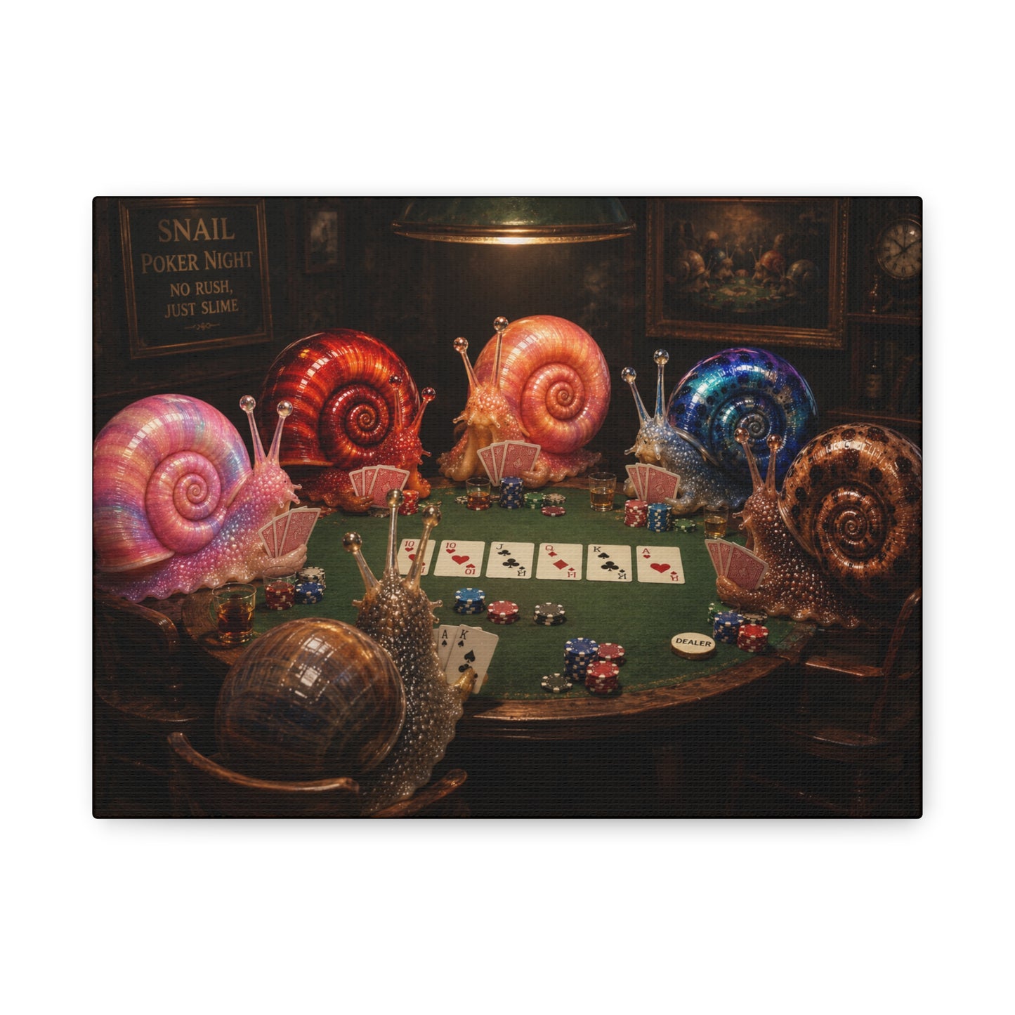 Snails Playing Poker Canvas Wall Art