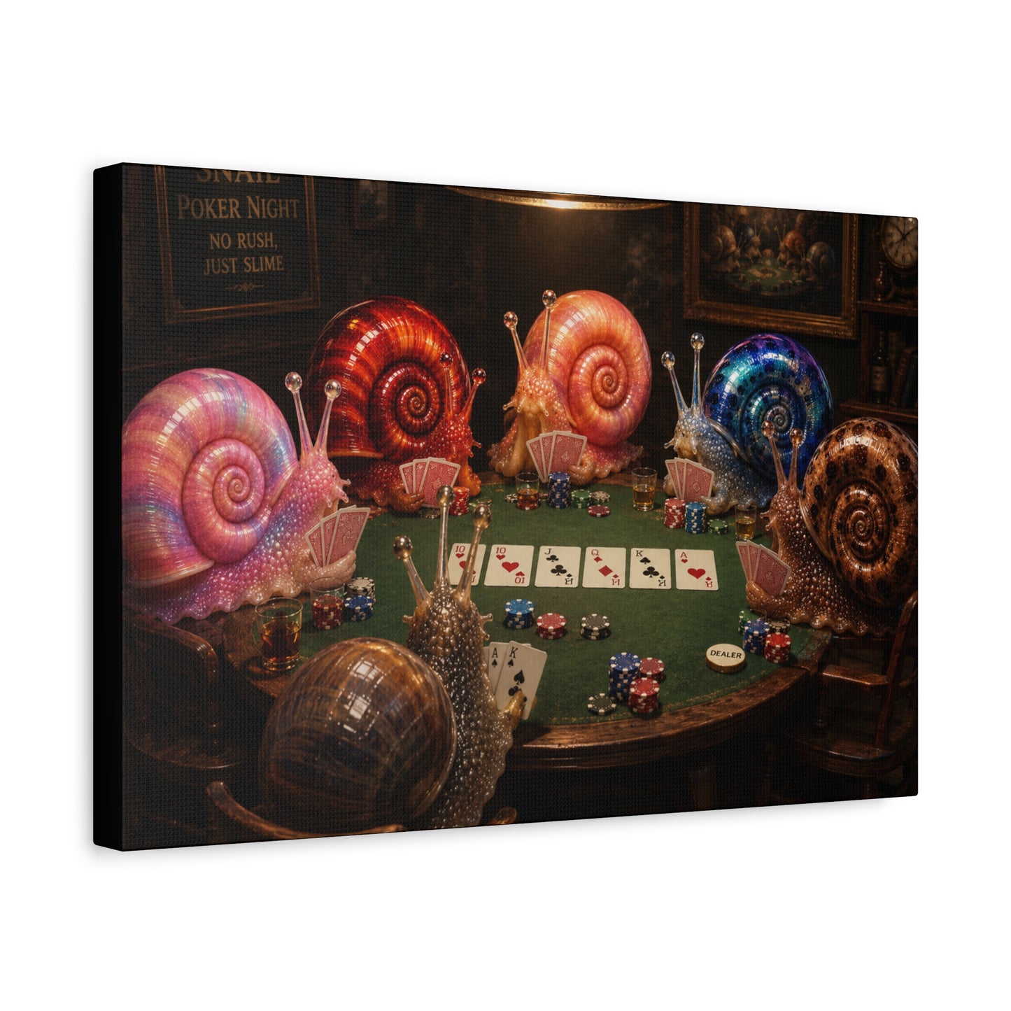 Snails Playing Poker Canvas Wall Art