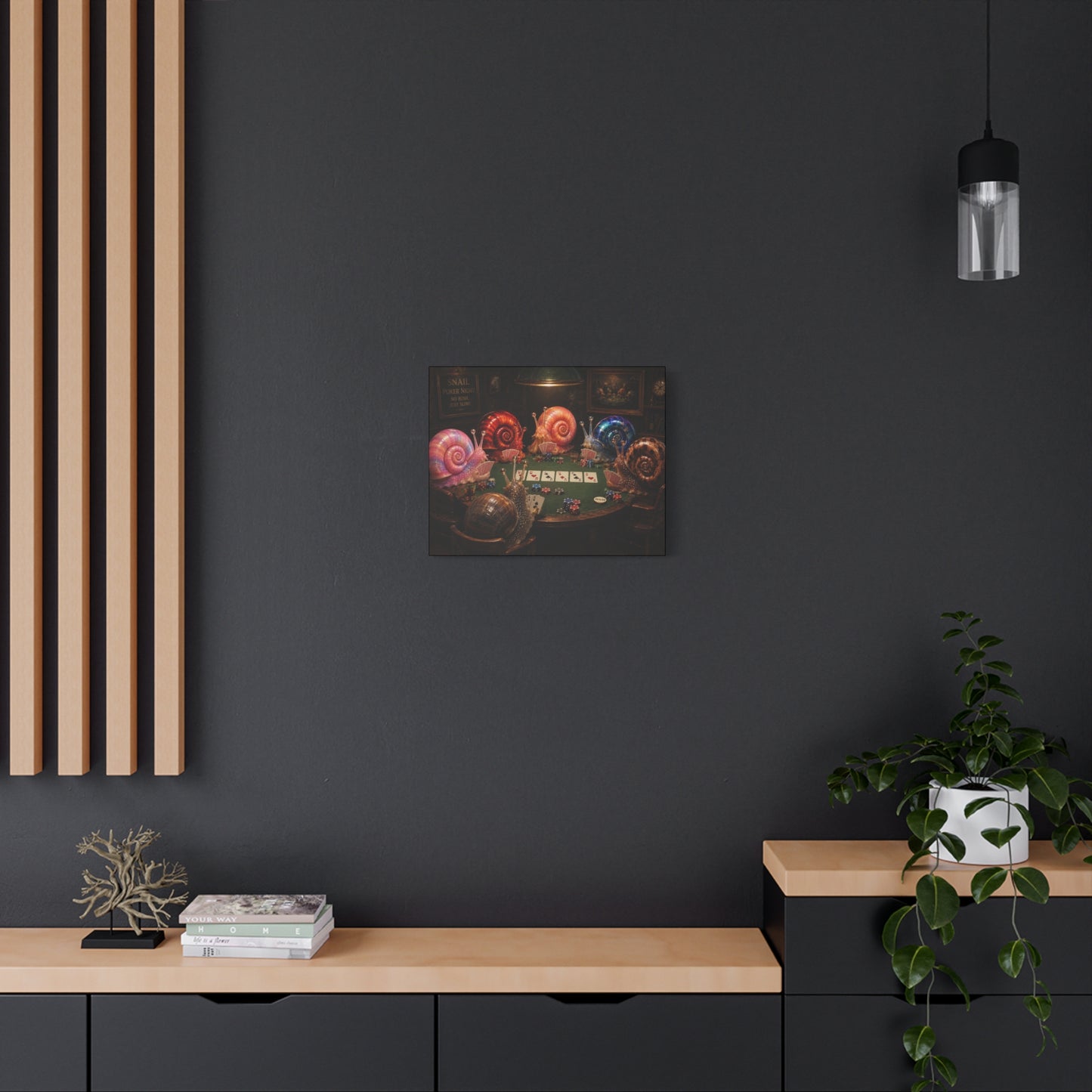 Snails Playing Poker Canvas Wall Art