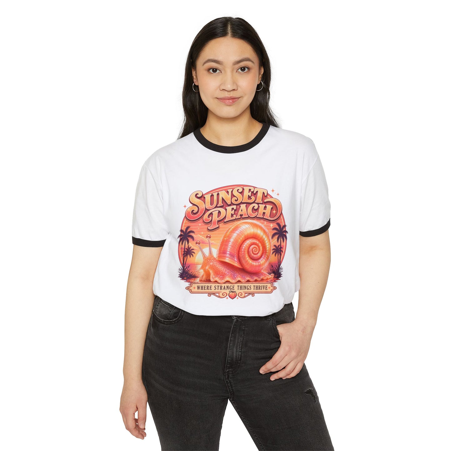 Sunset Peach Ringer Tee