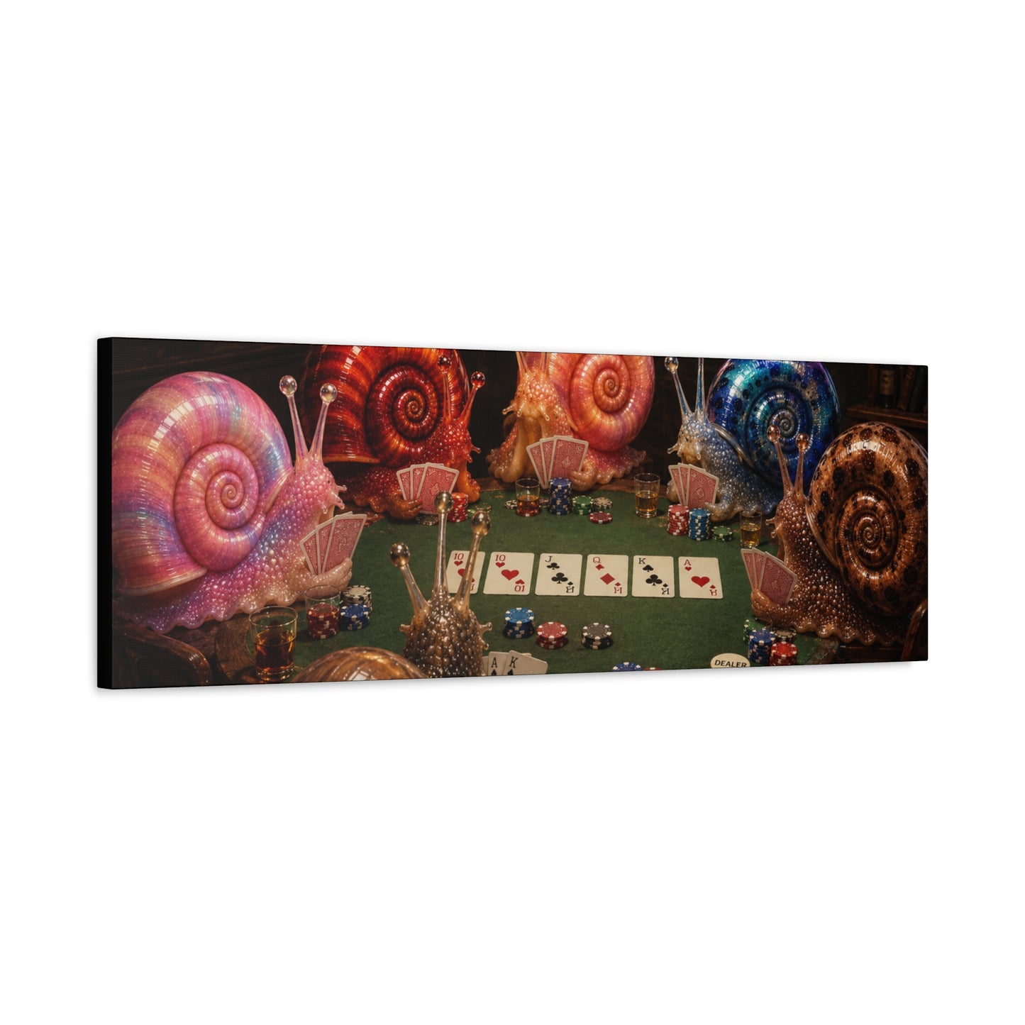 Snails Playing Poker Canvas Wall Art