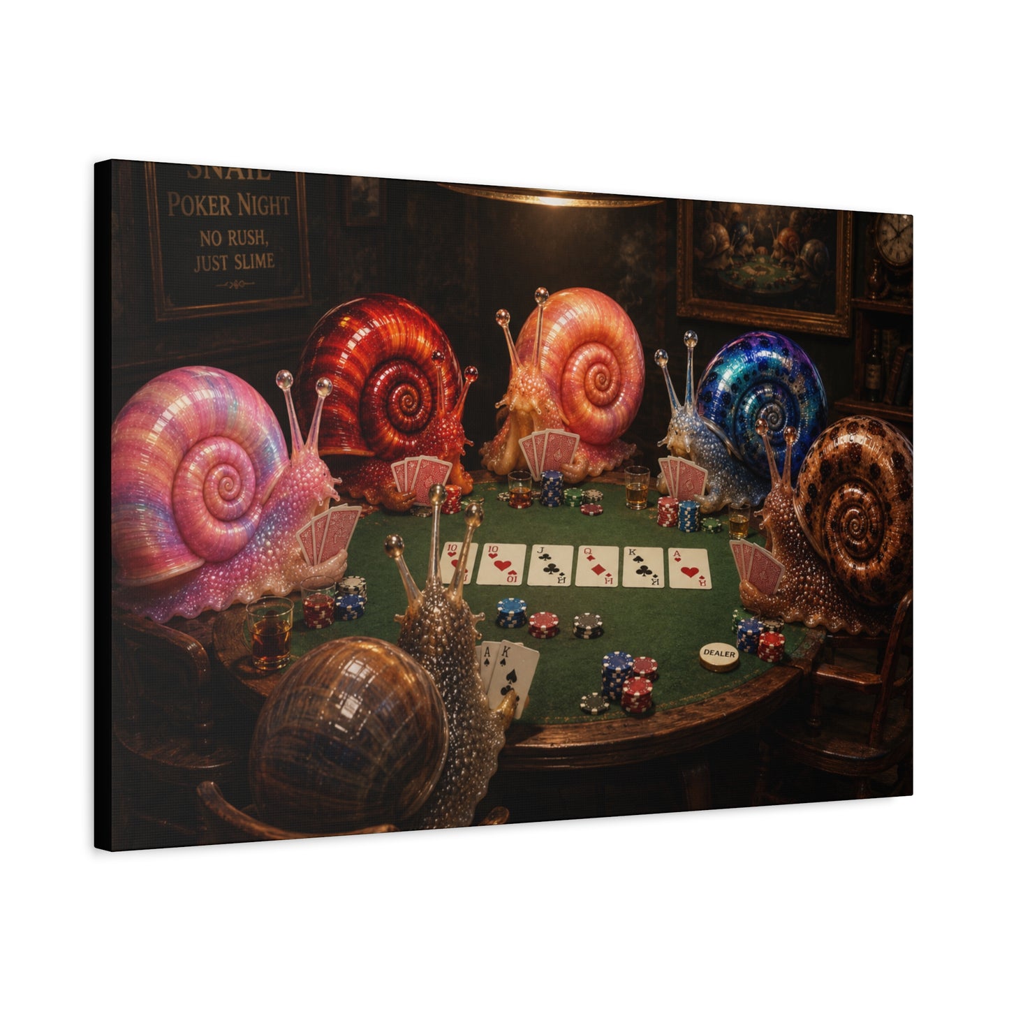 Snails Playing Poker Canvas Wall Art