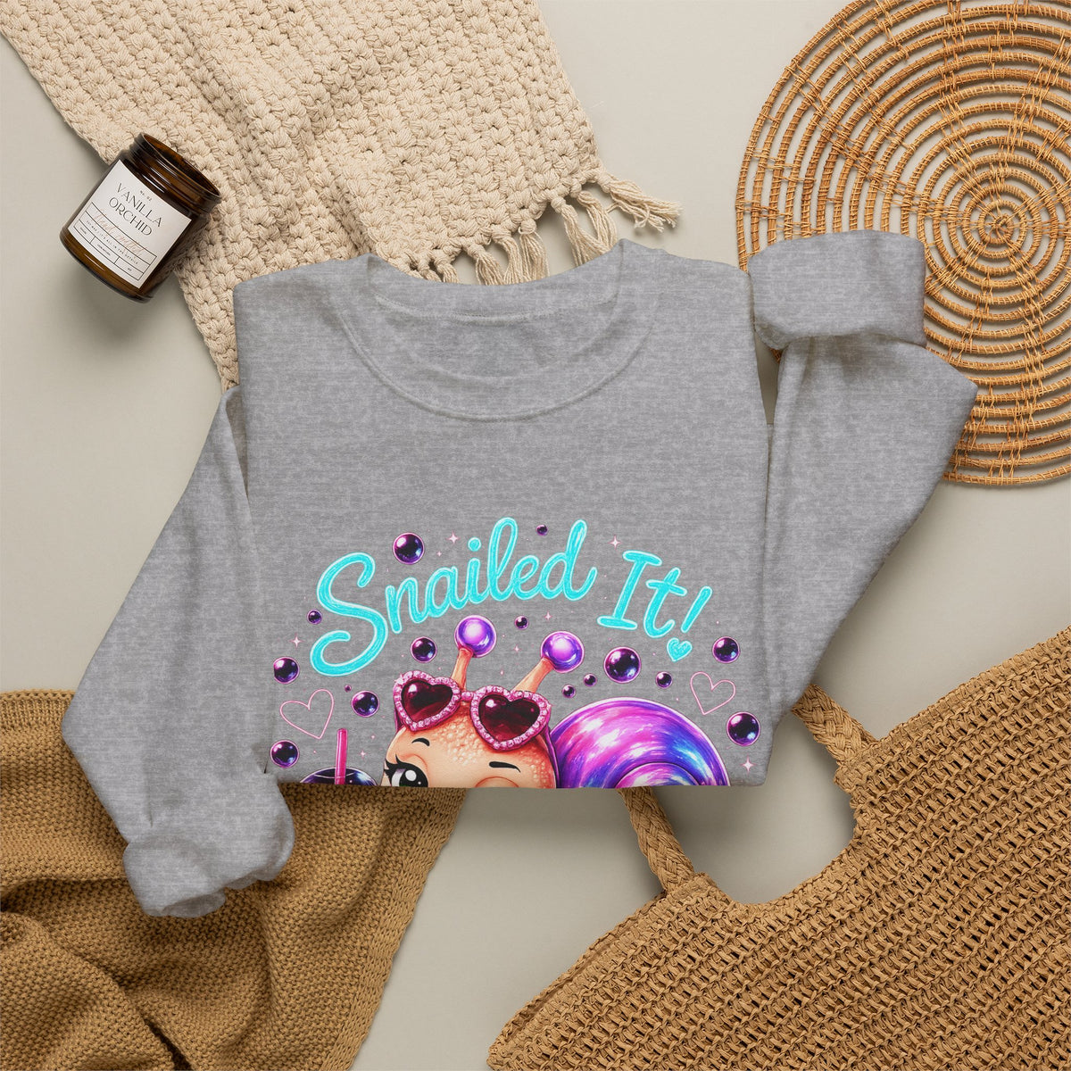 Snailed It! Cute Snail Crewneck Sweatshirt | Velvet Chaos