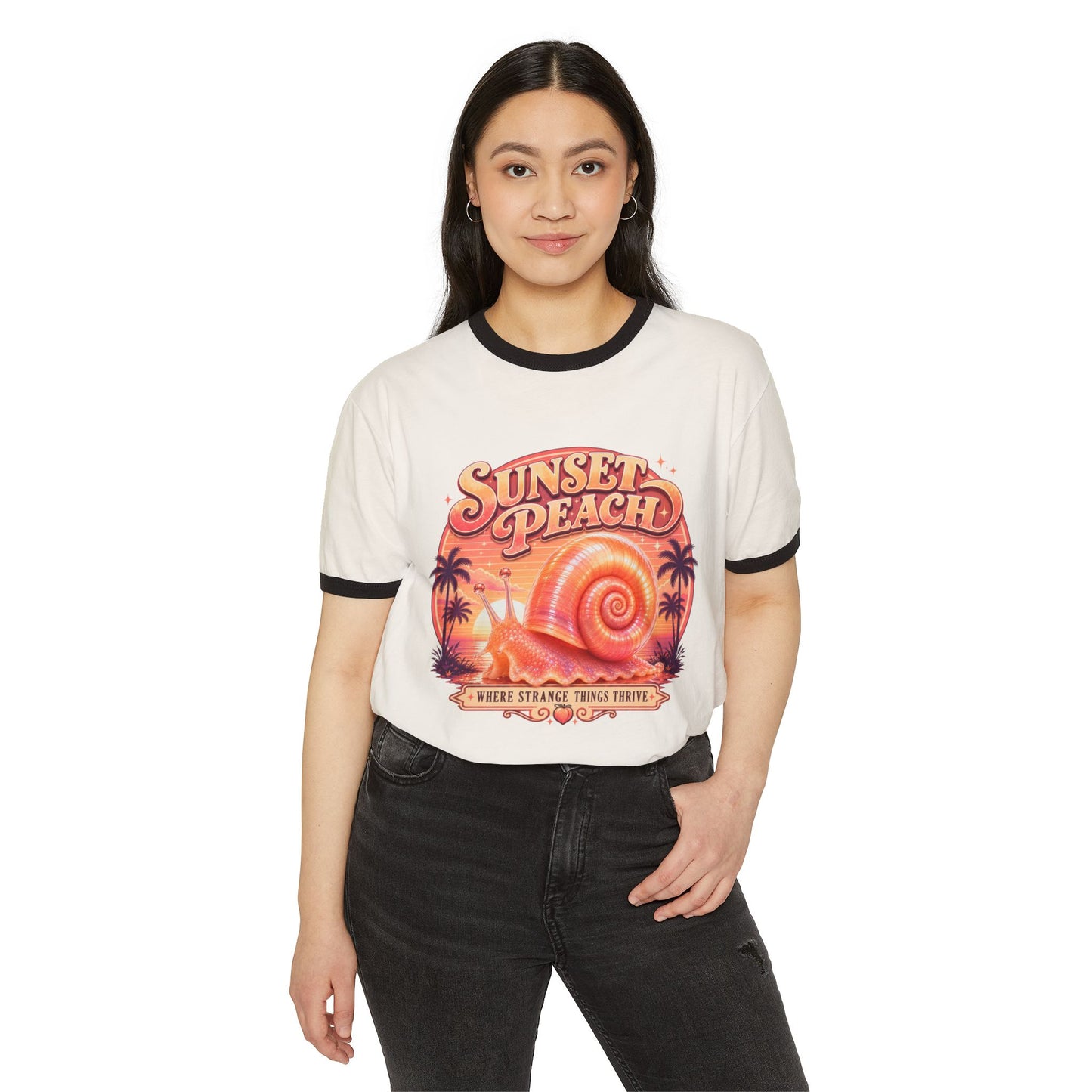 Sunset Peach Ringer Tee
