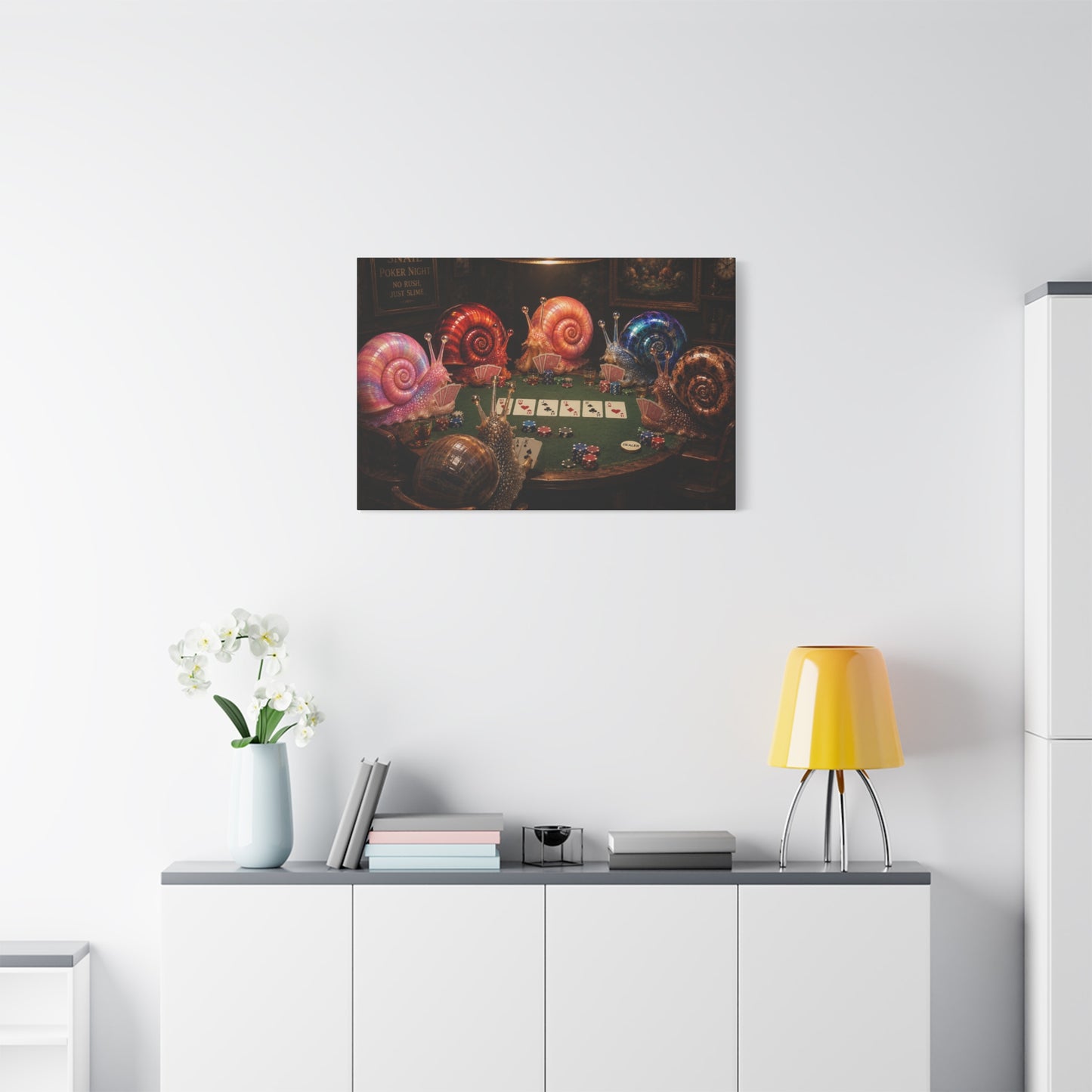 Snails Playing Poker Canvas Wall Art