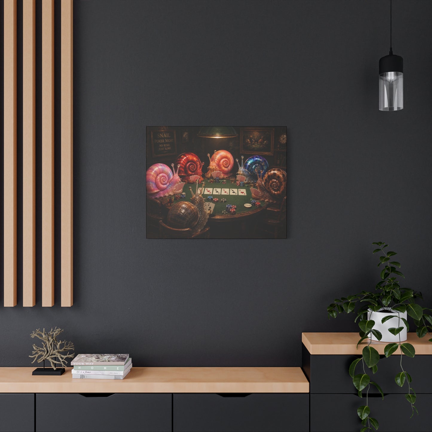 Snails Playing Poker Canvas Wall Art