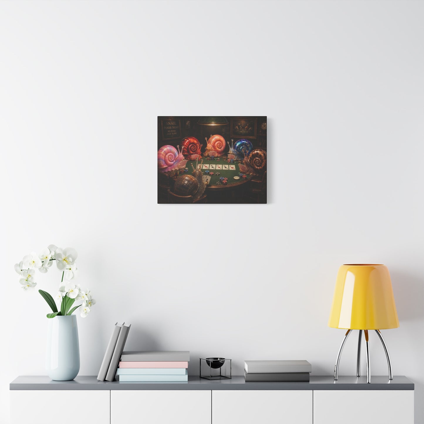 Snails Playing Poker Canvas Wall Art