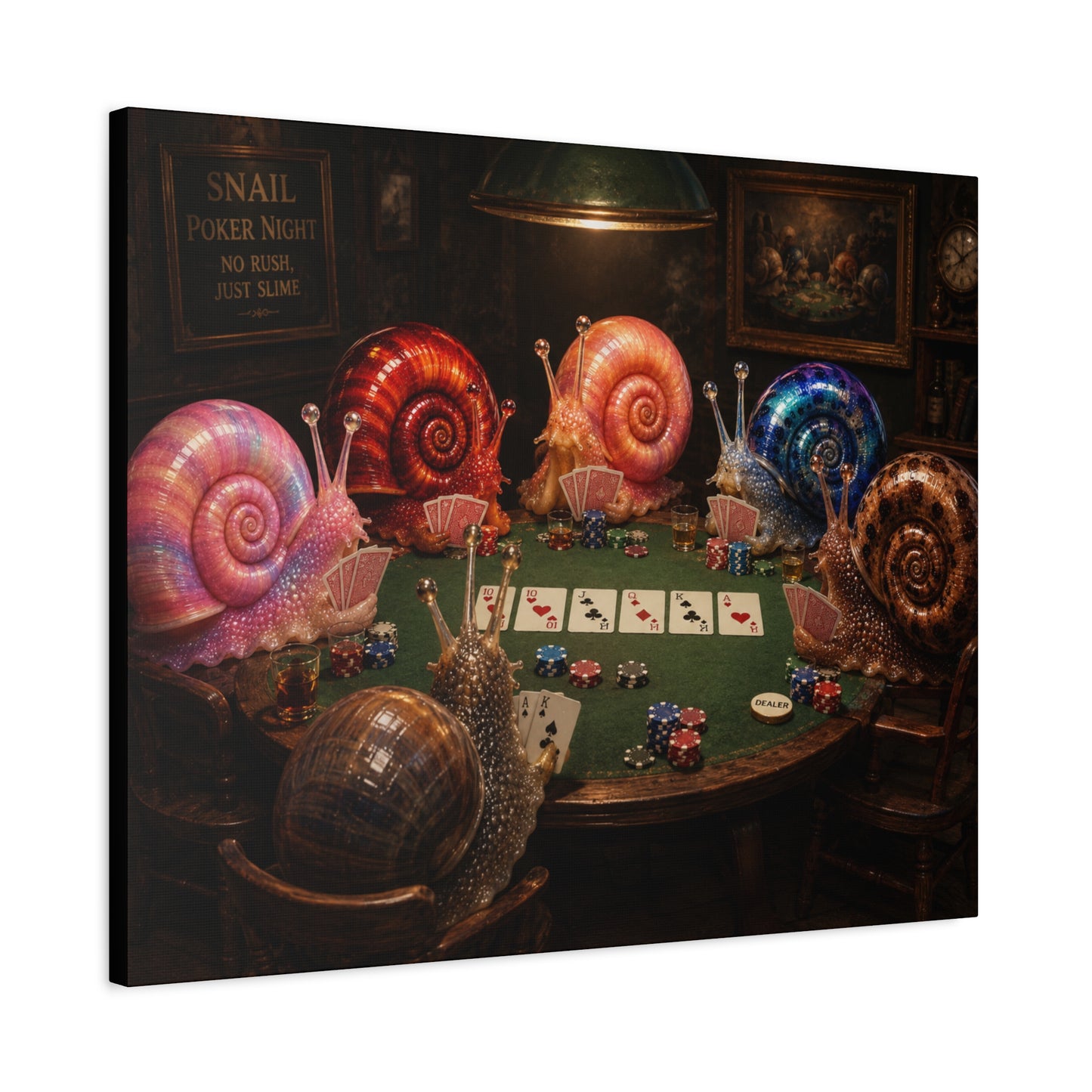Snails Playing Poker Canvas Wall Art