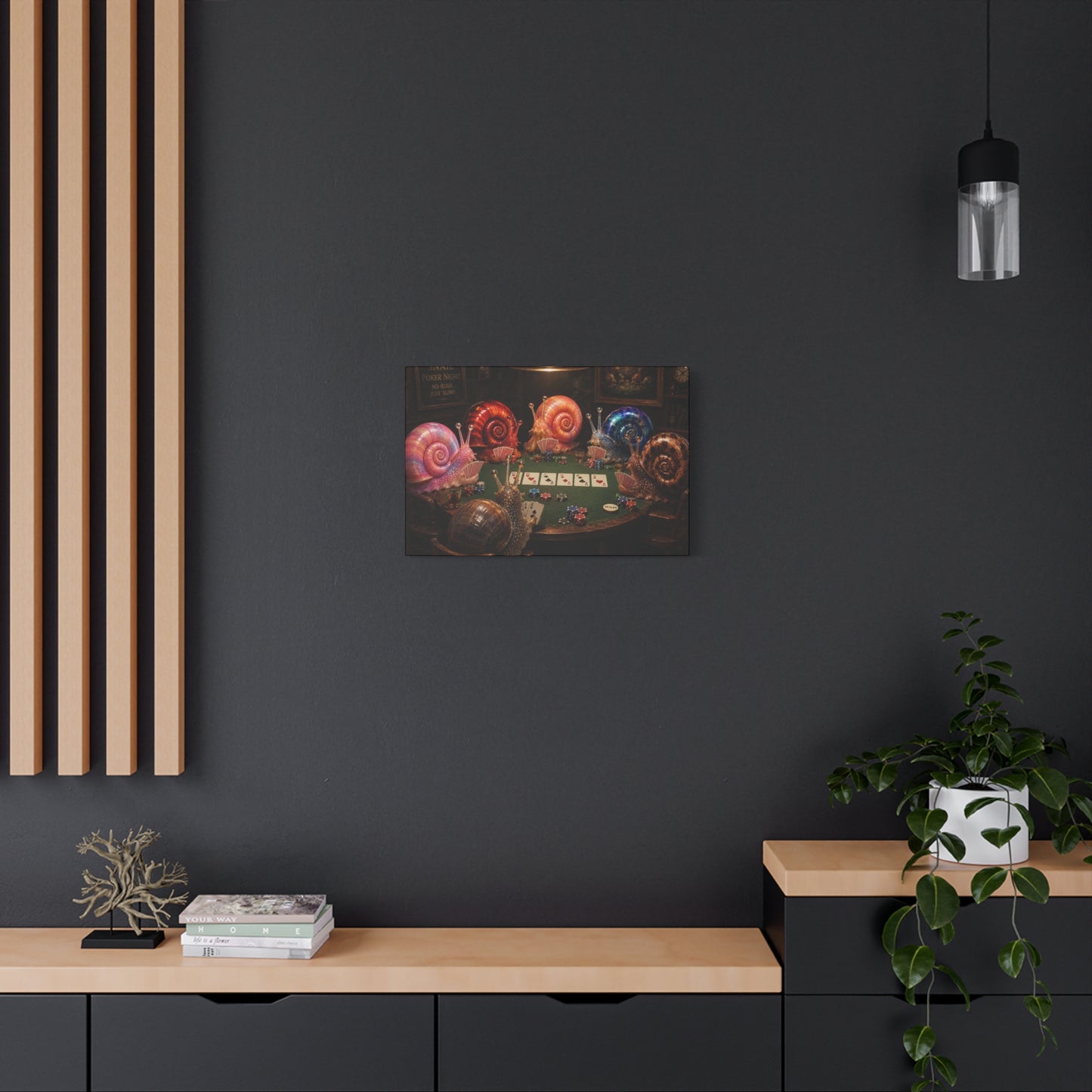 Snails Playing Poker Canvas Wall Art