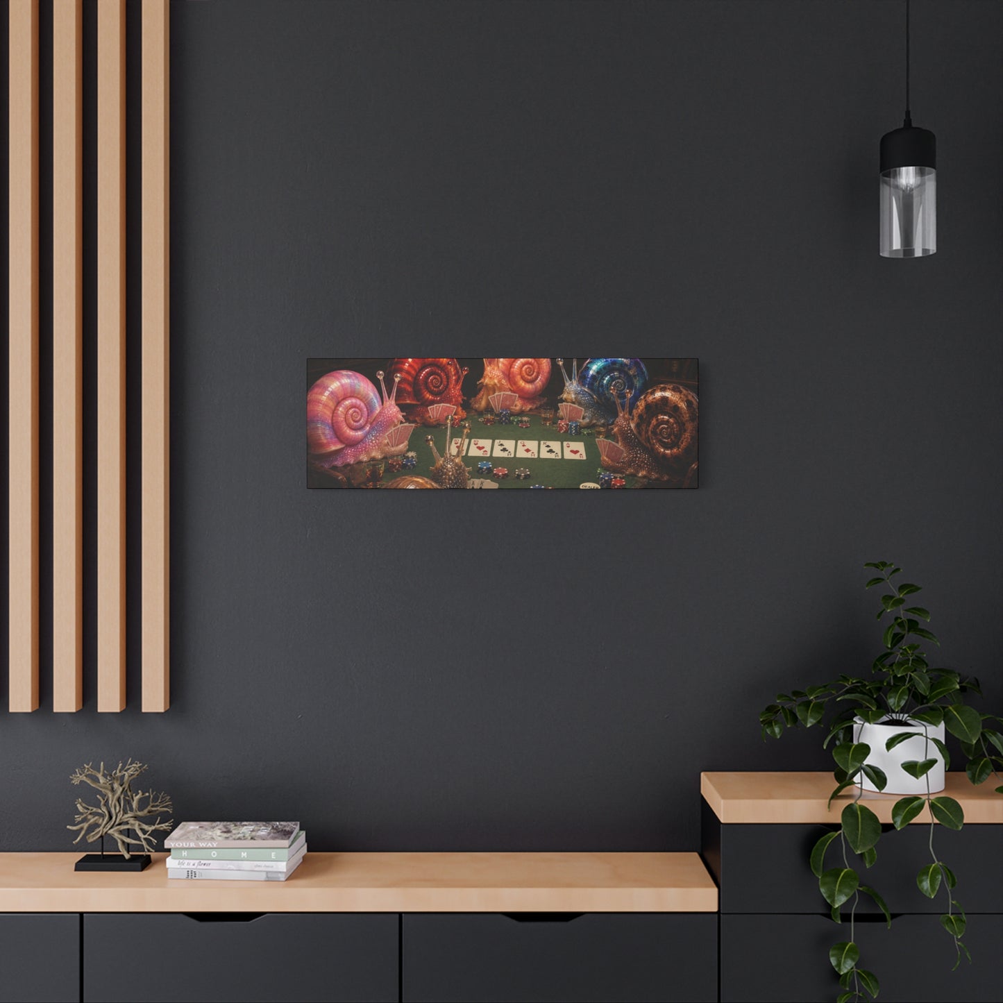 Snails Playing Poker Canvas Wall Art