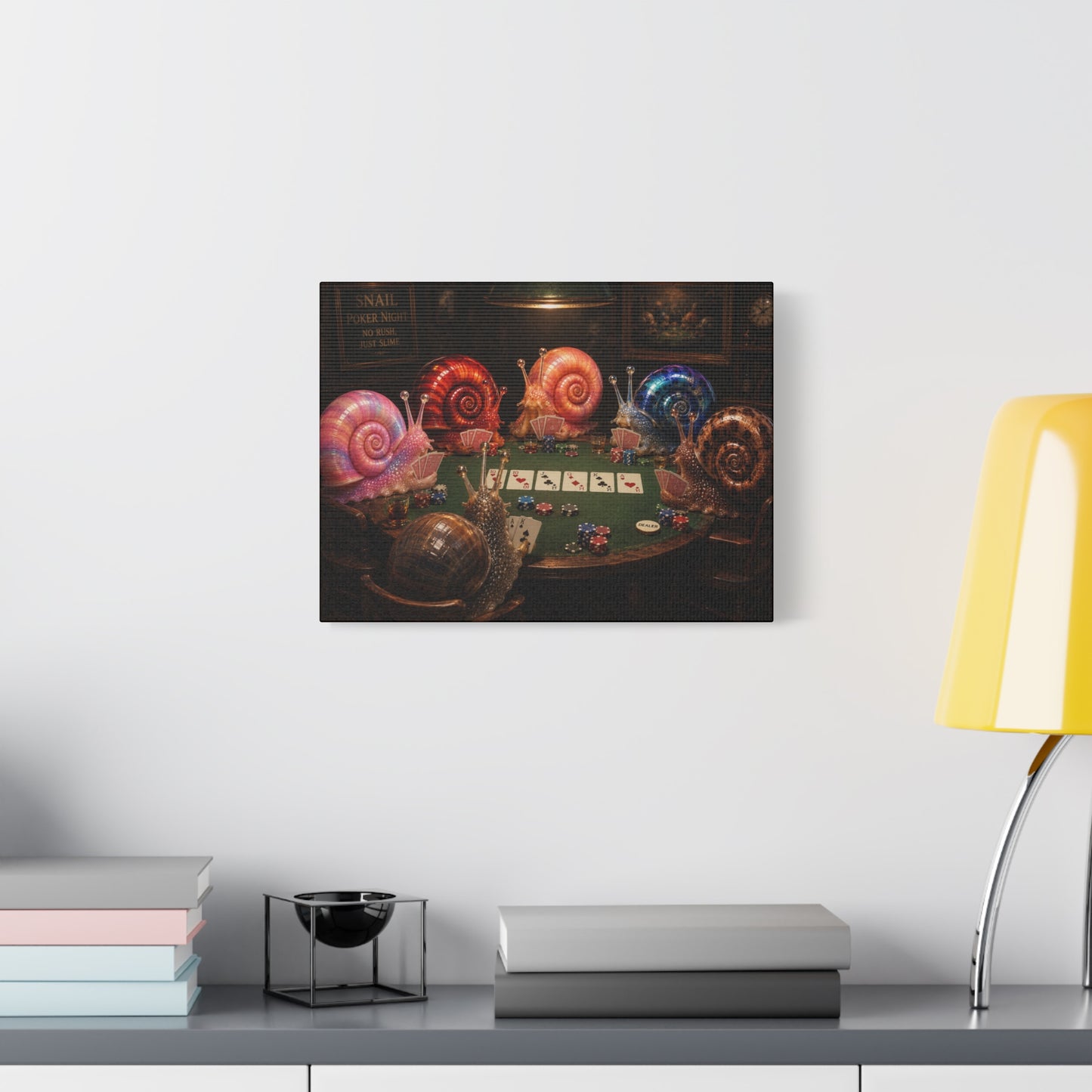 Snails Playing Poker Canvas Wall Art