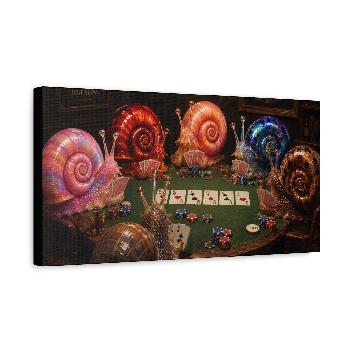 Snails Playing Poker Canvas Wall Art