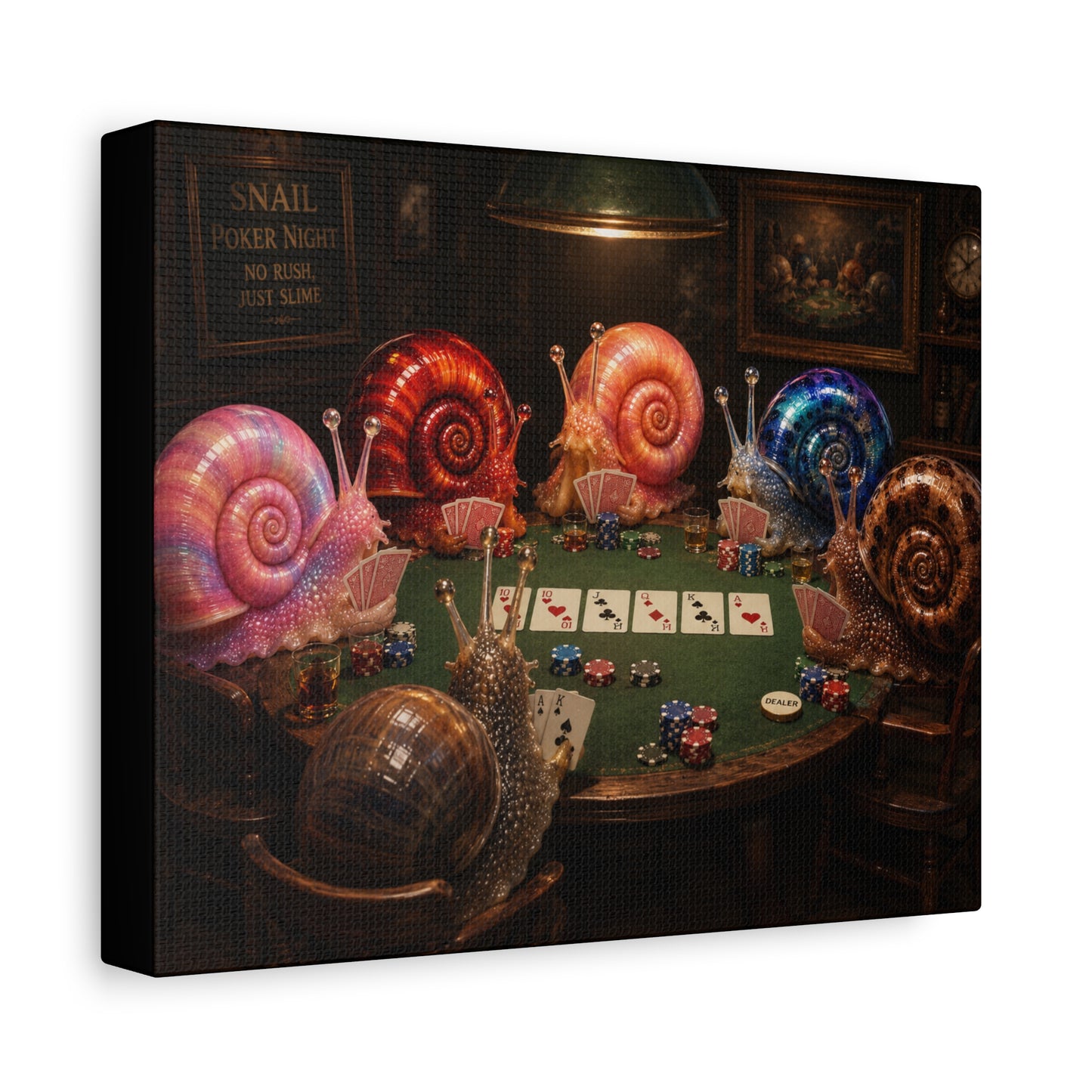 Snails Playing Poker Canvas Wall Art