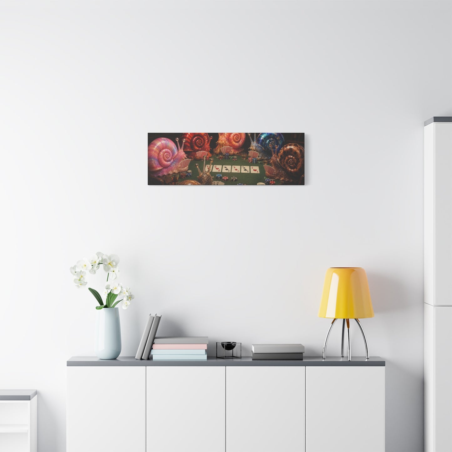 Snails Playing Poker Canvas Wall Art