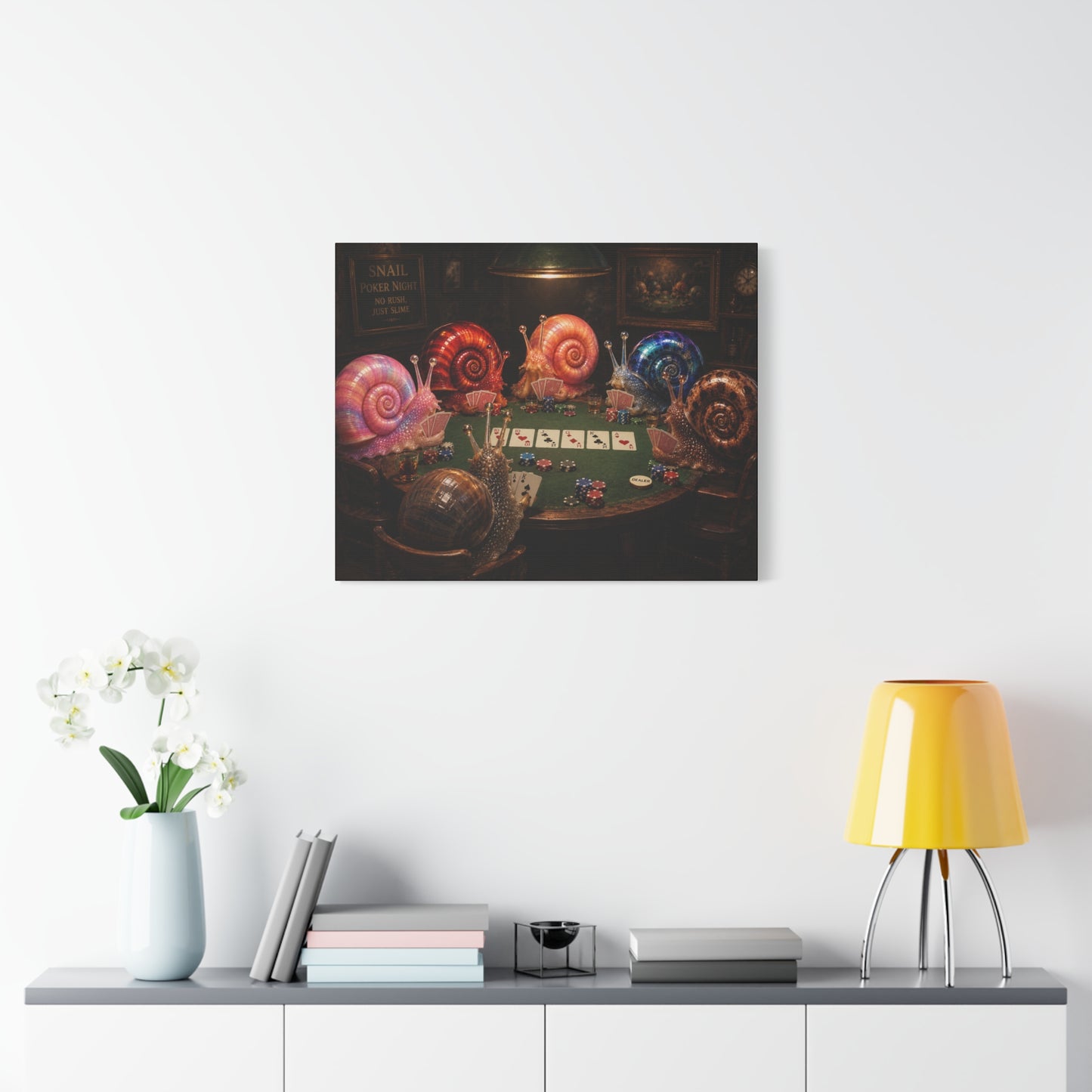 Snails Playing Poker Canvas Wall Art