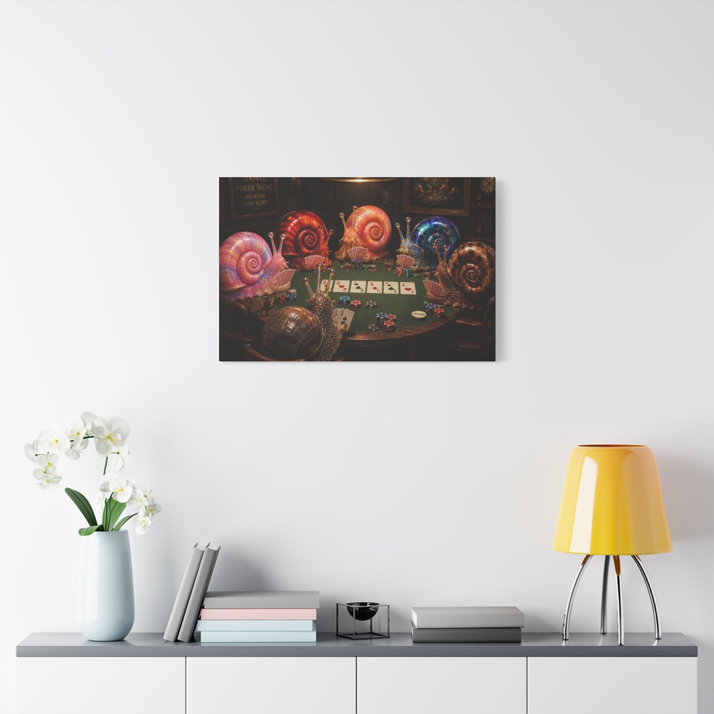 Snails Playing Poker Canvas Wall Art
