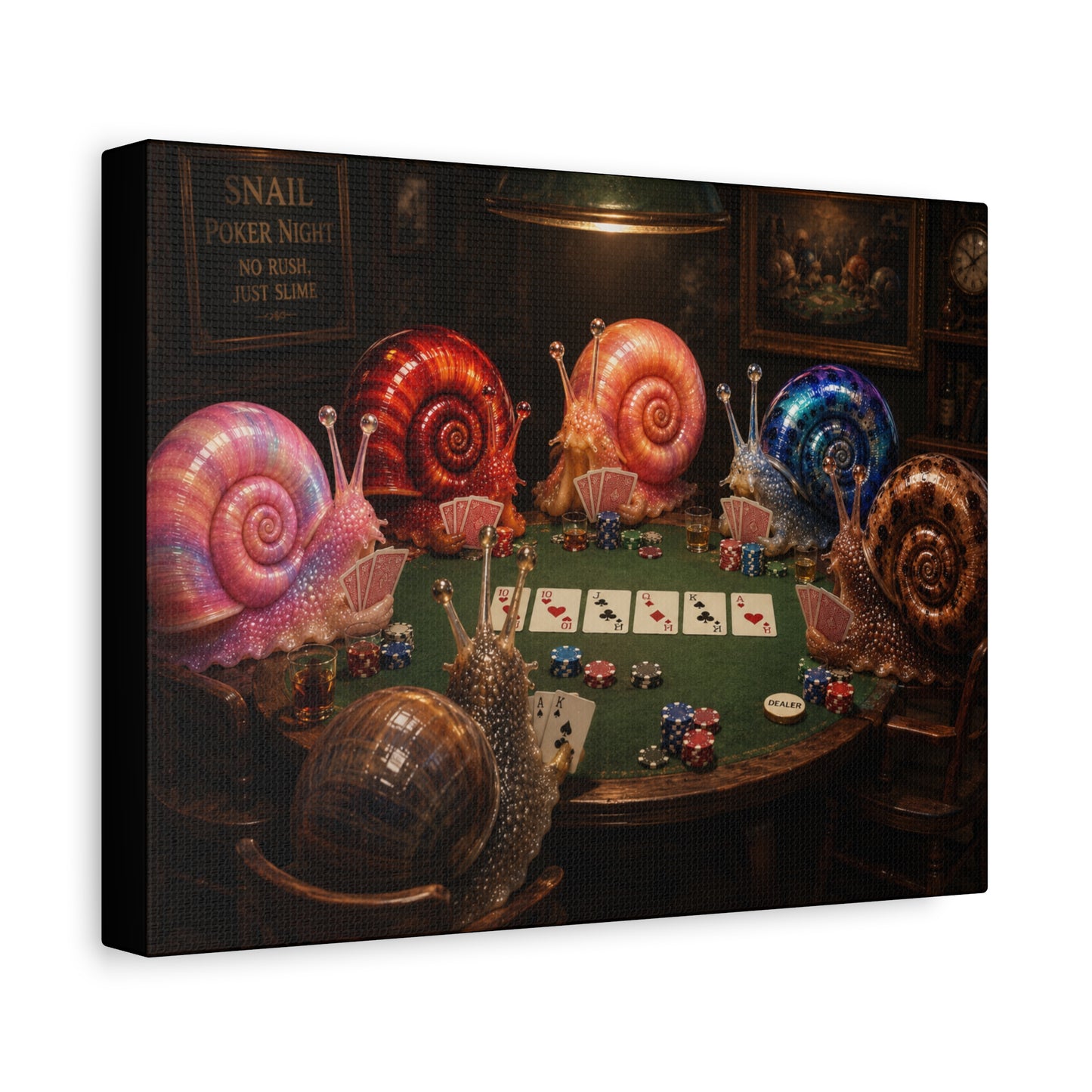 Snails Playing Poker Canvas Wall Art