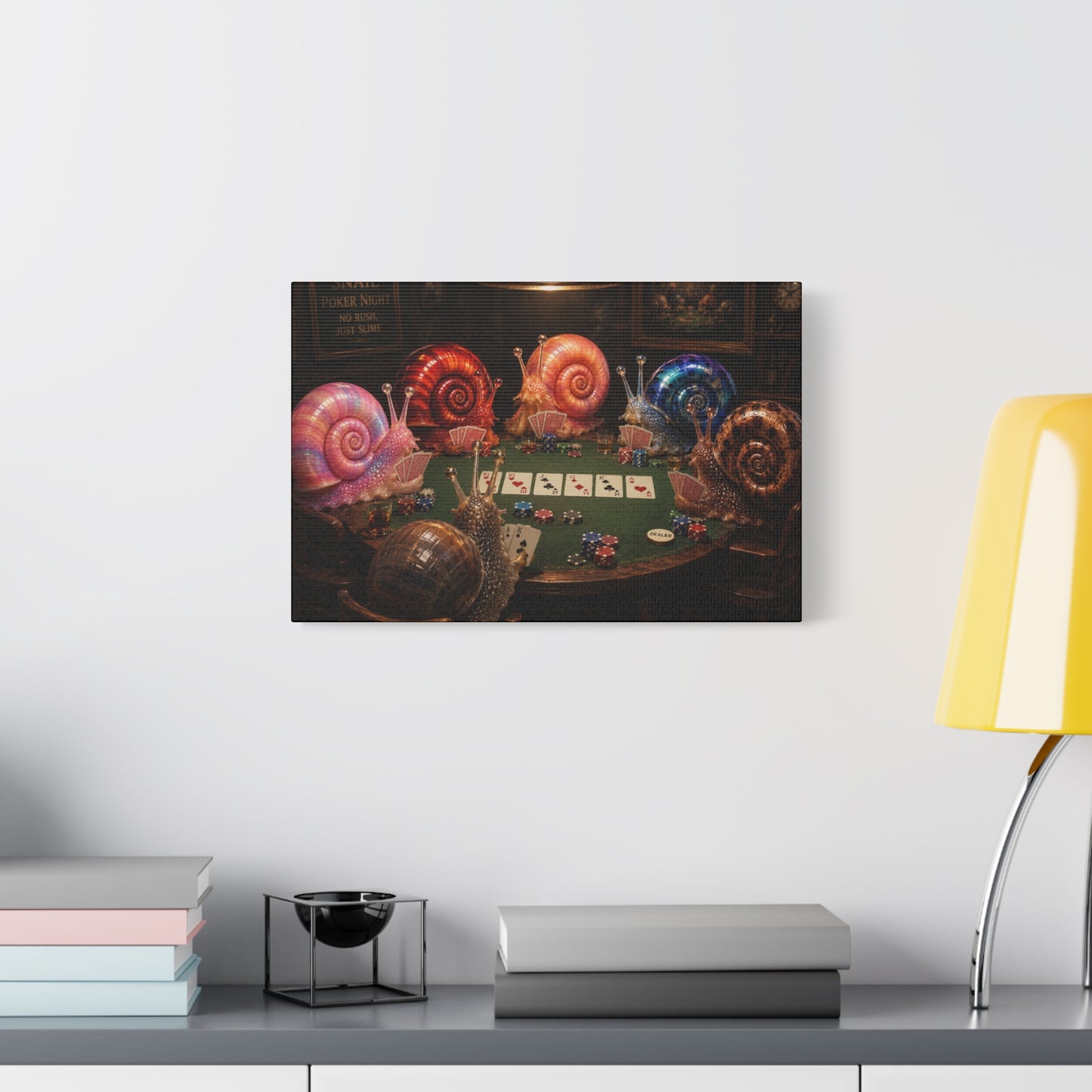 Snails Playing Poker Canvas Wall Art